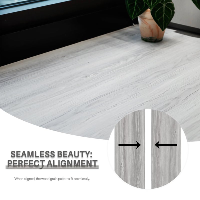 auxua Wood Grain Peel and Stick Floor Tiles - 11.8    Width, Full Roll Length of 118"" - Versatile Design for Any Space, Light Color Self Adhesive Vinyl Flooring, Waterproof and Non-Slip Features - Image 5